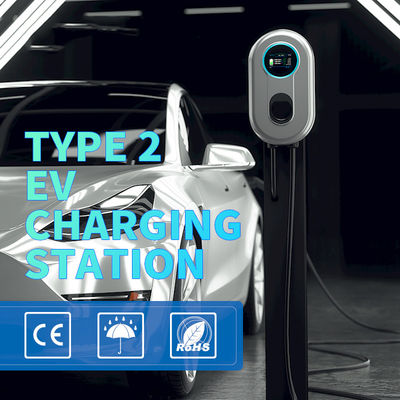 32A EV Charger Wallbox 3Phase 22.08KW สถานีชาร์จรถยนต์ไฟฟ้า Type2 สายเคเบิล 5 ม. พร้อมหน้าจอ LCD