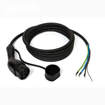 ปืนเดี่ยว IEC62196 Type2 ปลั๊กชาร์จรถยนต์ไฟฟ้า 32A/1Phase EV สายชาร์จ AC 250V