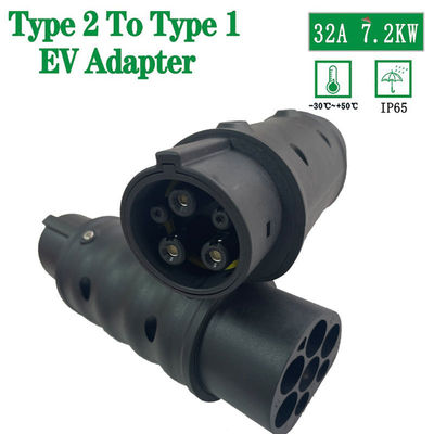 อะแดปเตอร์เครื่องชาร์จ EV Type2 ถึง Type1 สูงสุด 32A IEC 62196 ถึง SAE J1772 ตัวแปลงเครื่องชาร์จในรถยนต์ AC
