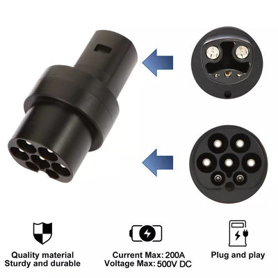 ประเภท 2 ถึงอะแดปเตอร์ชาร์จรถยนต์ไฟฟ้าเทสลา DC 500V ตัวเชื่อมต่อการชาร์จเทสลา