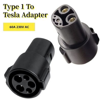 ตัวเชื่อมต่อการชาร์จ AC เฟสเดียว 60A EV J1772 ถึงอะแดปเตอร์ Tesla สำหรับเครื่องชาร์จรถยนต์ไฟฟ้า