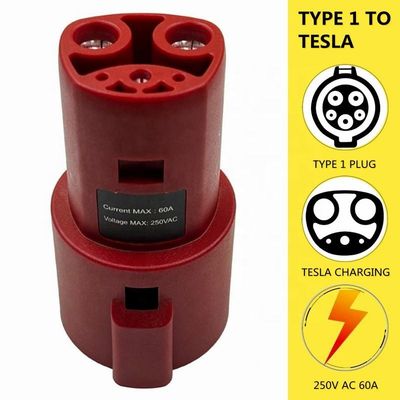 AC 10 KW Type 1 ถึง Tesla EV Charger Adapter SAE J1772 ถึง Tesla Fast Charging Adapter 60A