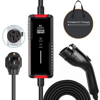 SAE J1772 32A Single Phase Type 1 สถานีชาร์จแบบพกพา EV AC Home Charger ปรับกระแสได้