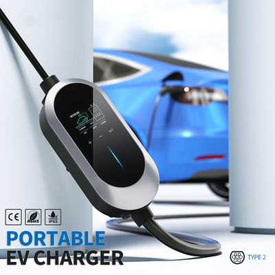 7.36KW Type 2 OEM / ODM EV Fast Charger, สถานีชาร์จ EV แบบพกพา, เครื่องชาร์จในรถยนต์ AC