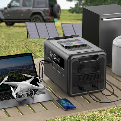 เครื่องกำเนิดไฟฟ้าพลังงานแสงอาทิตย์แบบพกพา 2304Wh 2400W แบตเตอรี่สำรอง LiFePO4